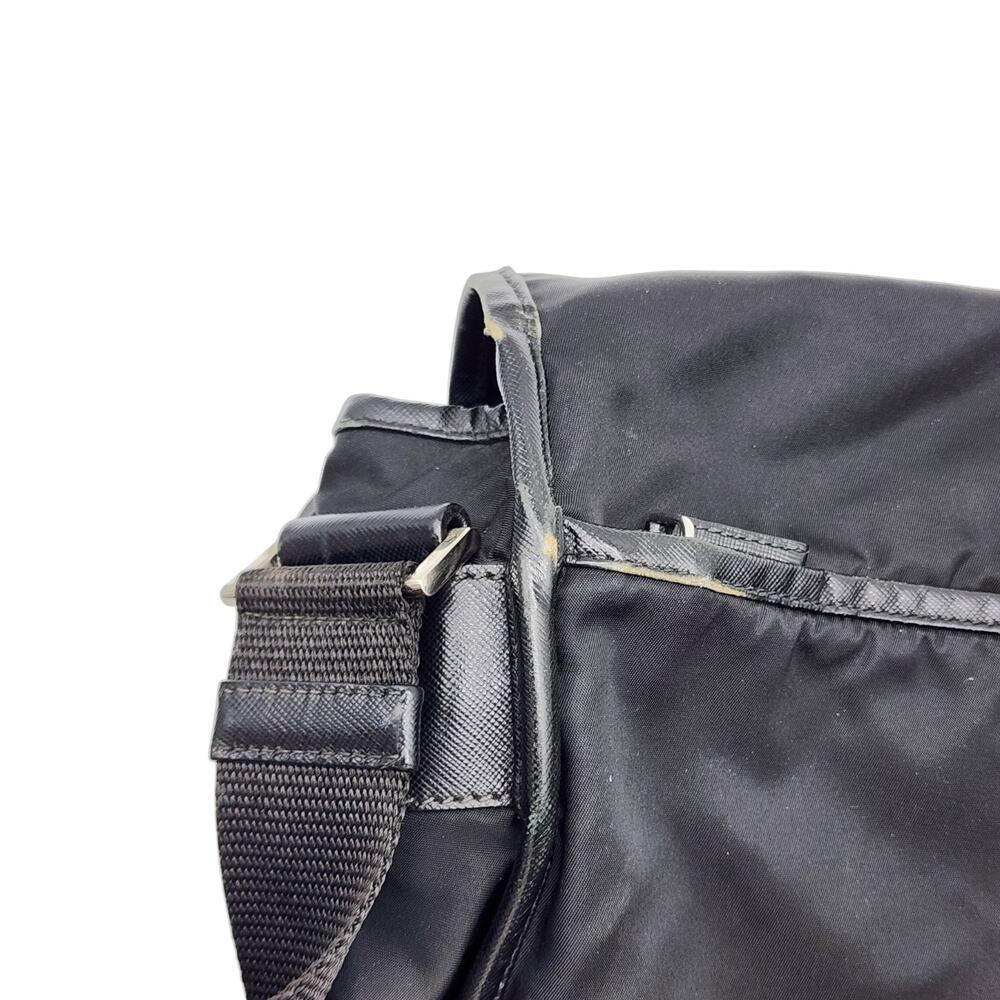 Prada Tessuto Nylon Double Clip Messenger Crossbody Computer Bag Black Unisex - Picture 7 of 11